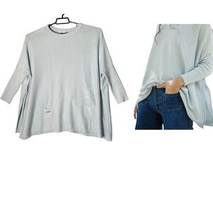 MERSEA Catalina Sweater Womens OS Crew Neck Chic Split Sides Boxy Coastal‎